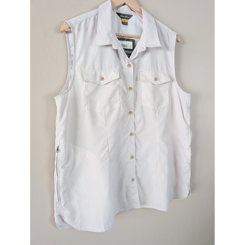 Eddie Bauer Womens XL Sleeveless Hiking‎ Shirt White Performance Gorpcore NWT - Picture 3 of 9